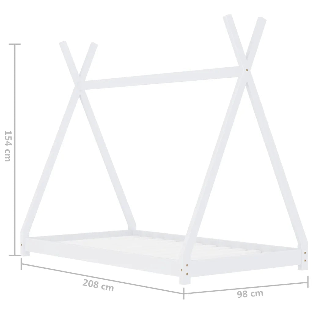 Giroletto per Bambini-Struttura Letto Bambini Bianco in Massello di Pino 90x200 cm 942684