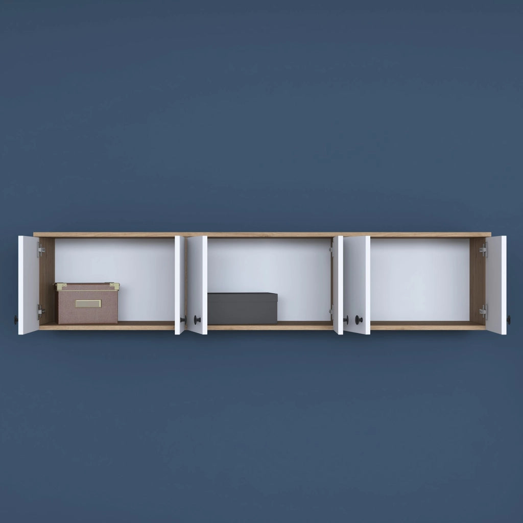 Jelsi, Mobile Pensile 6 Ante, 180x44h cm Marrone Rovere
