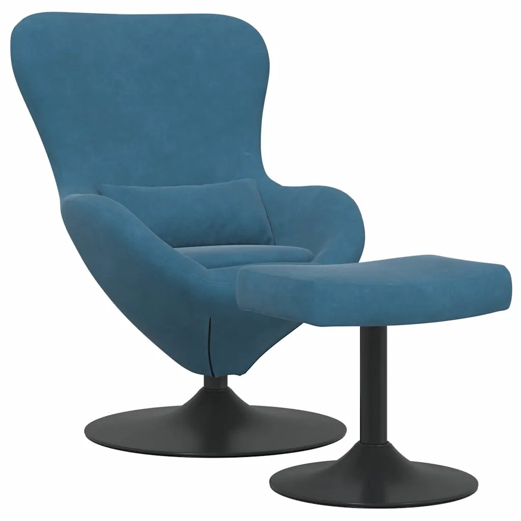 Sedia Egg con Pouf with Footstool Blu Velluto 42002743