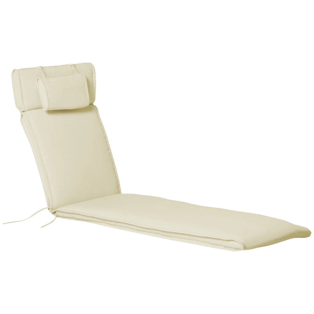 Cuscino Per Sdraio Lettino Prendisole Da Giardino 198x53x5cm Bianco Crema