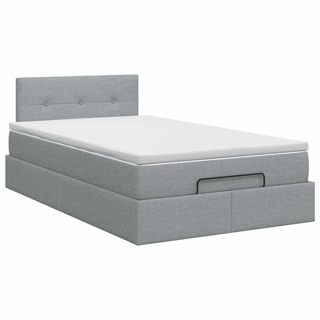 Letto ottomano con materasso Grigio Chiaro 120 x 190 cm Tessuto 3456309