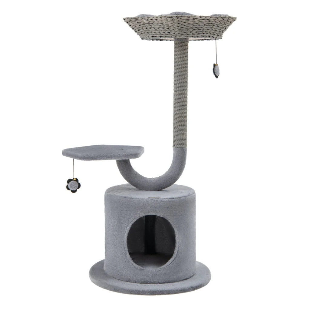 Tiragraffi 50 x 50 x 106 cm con trespolo e 2 palline decorative sospese in metallo grigio 20_0019276