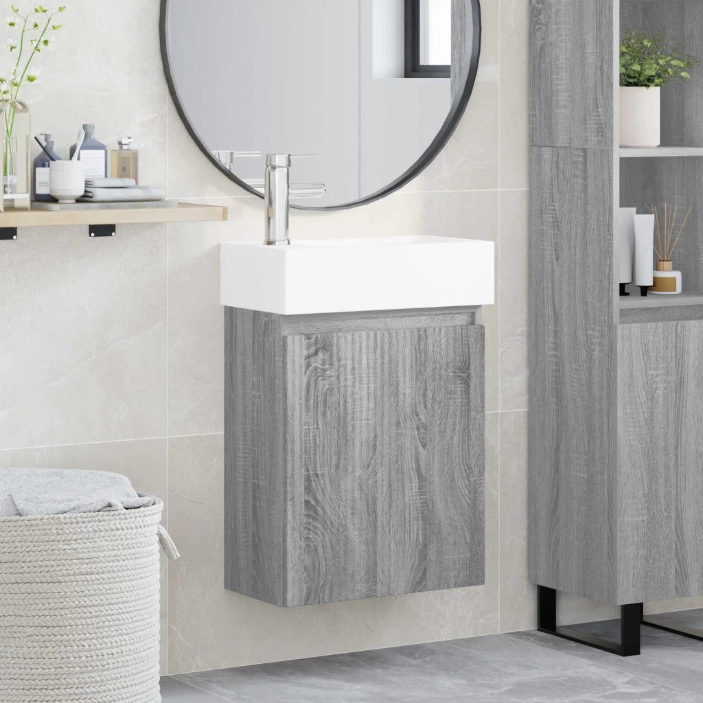Mobile bagno con rubinetto Sonoma grigio 45,5 x 22,5 x 84 cm 889447