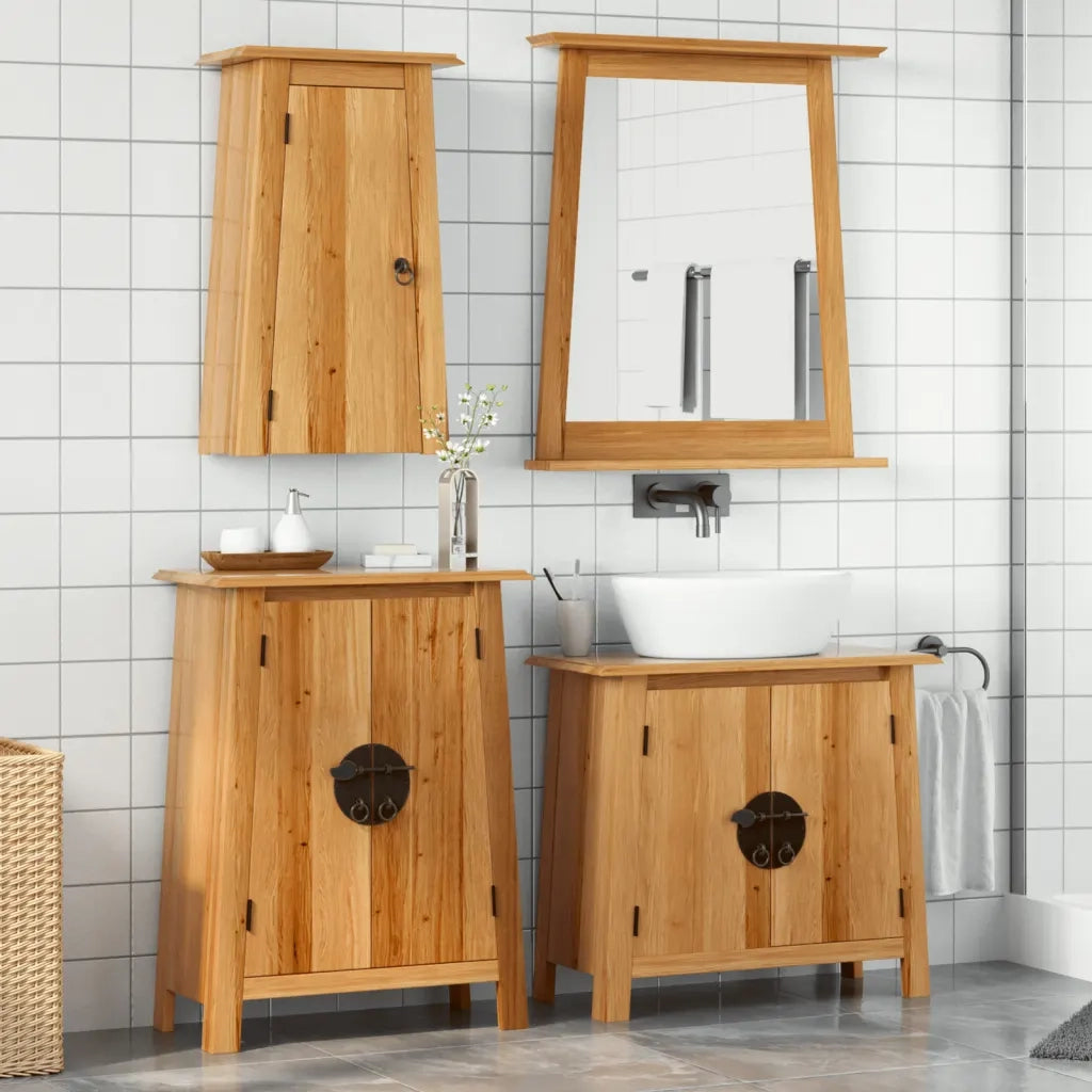 Set Mobili da Bagno 3 pz in Legno Massello di Pino 3223457