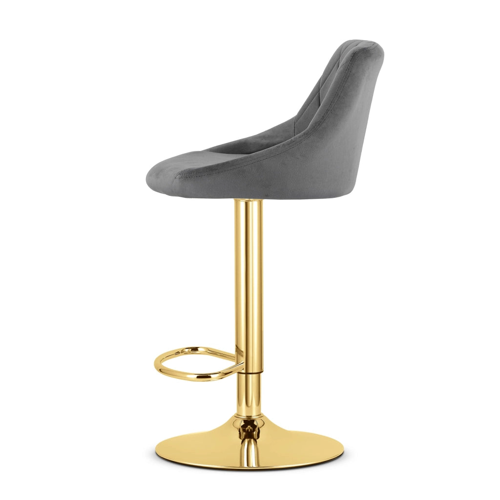 Sgabello girevole VALORA DAKA - Velluto grigio con base dorata