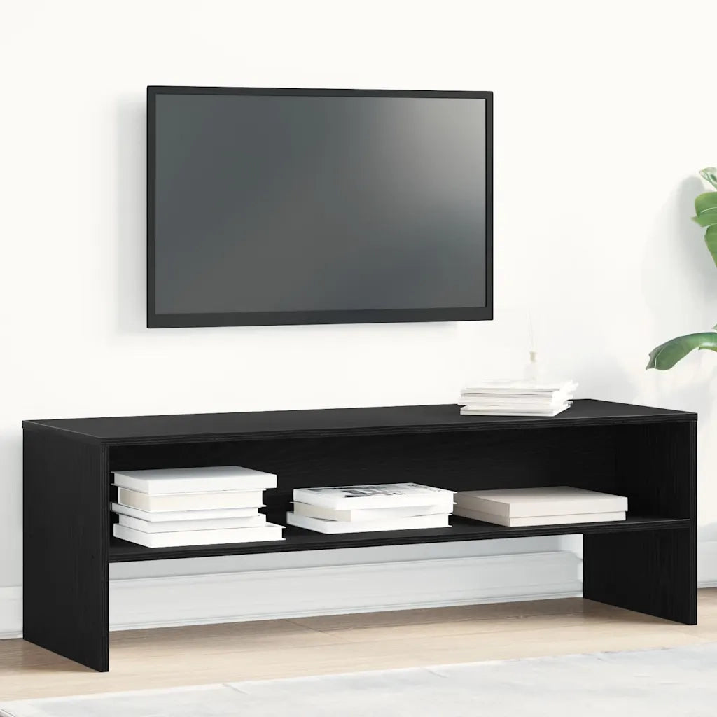 Mobile TV Rovere Nero 120x40x40 cm in Legno Multistrato 862391