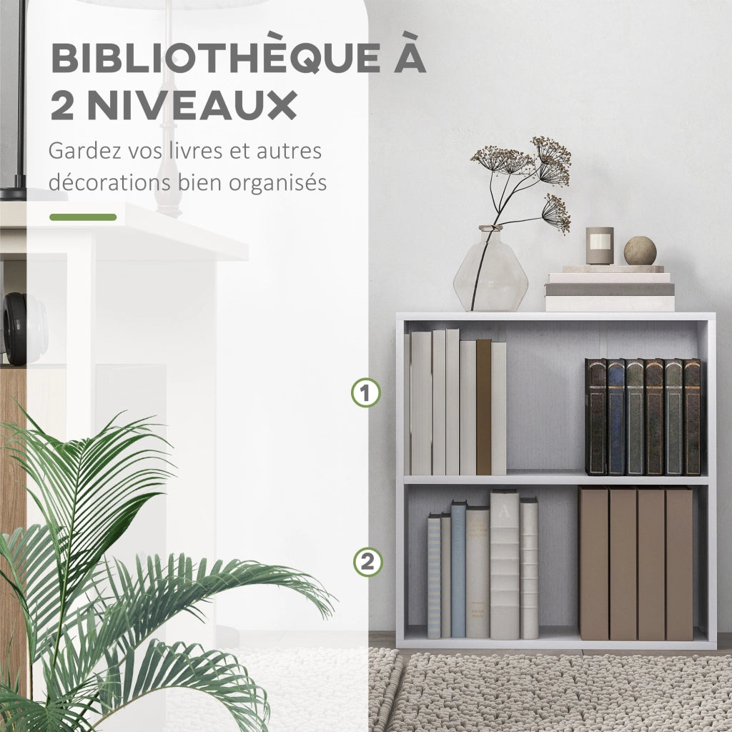 Libreria scaffale con 2 scomparti e ripiano regolabile ¨C zephmum ¨C bianco 60x24x63 cm