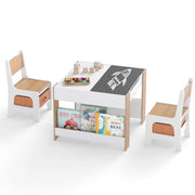 Set tavolo attivit¨¤ in legno con piano doppia faccia e librerie laterali, Set tavolo mobili salvaspazio per disegnare Legno naturale-Tavoli e sedie