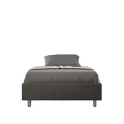 Letto una piazza e mezza con rete imbottito 120x210 microfibra grigio Azelia
