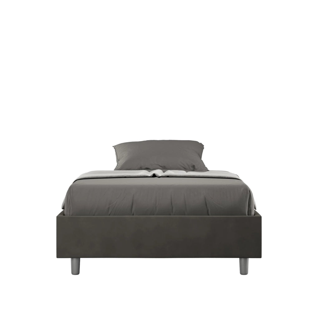 Letto una piazza e mezza con rete imbottito 120x210 microfibra grigio Azelia
