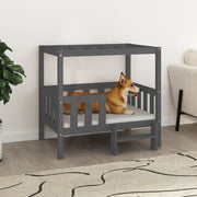 Cuccia per Cani Grigio 95,5x73,5x90cm in Legno Massello di Pino 822384