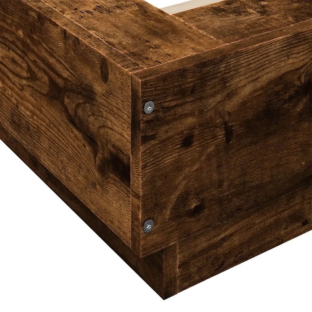 Letto singolo | Letto per adulti | Giroletto Rovere Fumo 100x200 cm in Legno Multistrato