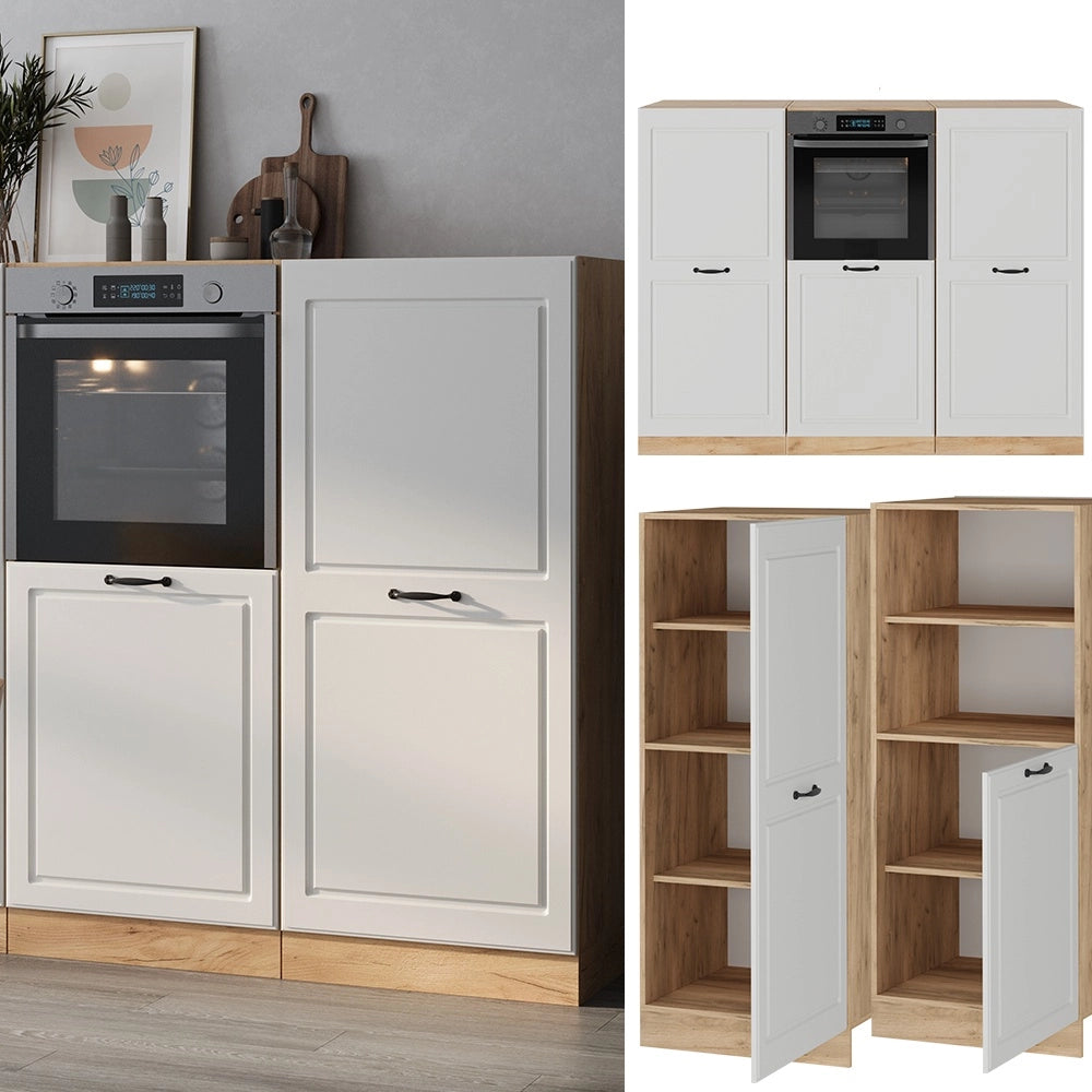 Cucine componibili piccole R-Line Bianco rustico/Rovere dorato 180 cm senza piano di lavoro Vicco