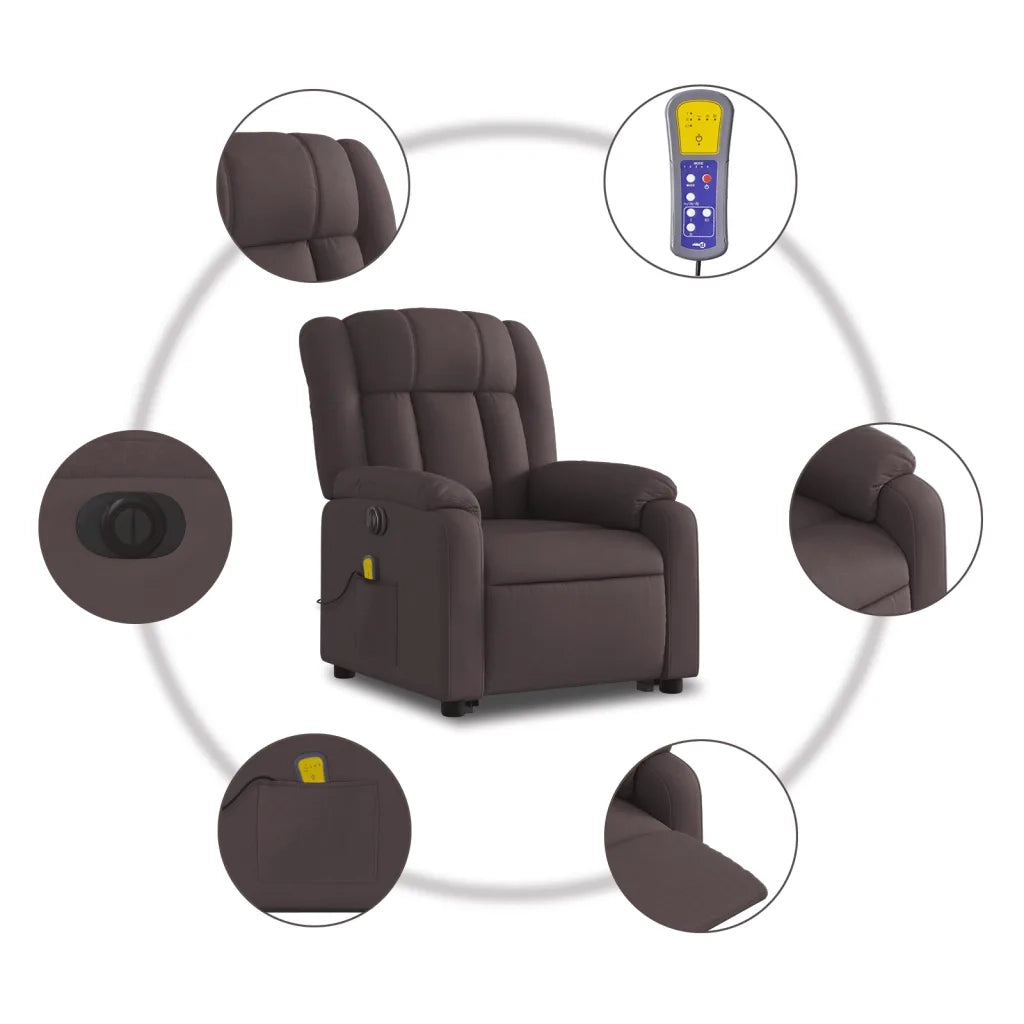 Poltrona Alzapersona Massaggio Elettrica Marrone Scuro Tessuto 3205357
