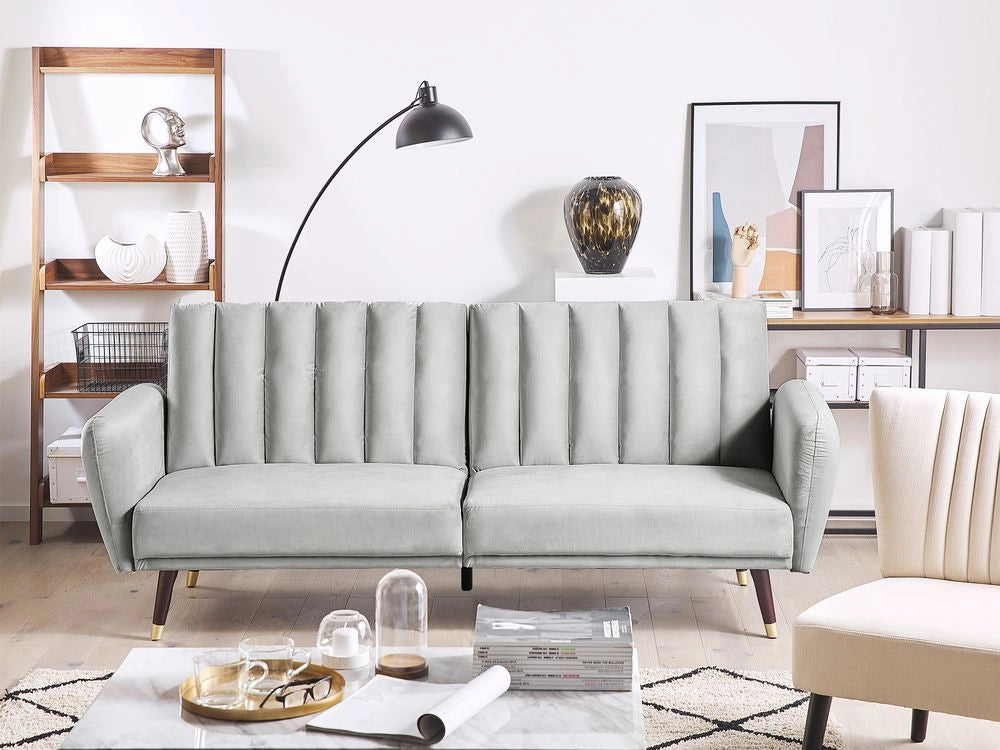 Divano Letto Grigio Chiaro Letto Convertibile In Velluto Tappezzeria Elegante Glam Moderno Soggiorno Camera Da Letto