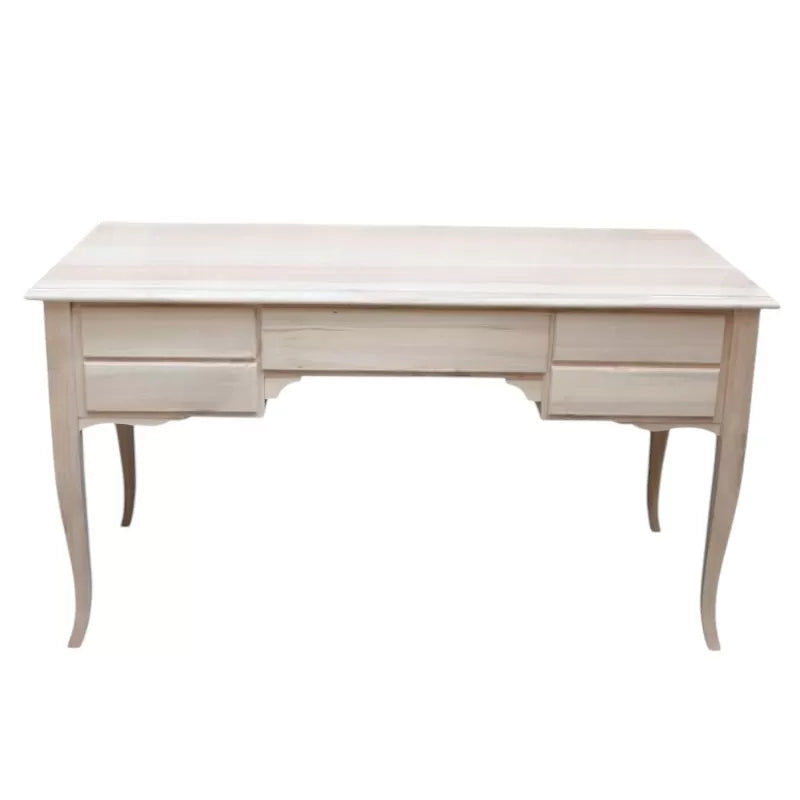 Scrivania classica 5 cassetti in legno massello grezzo 135x65x81 (3100) - Mobili 2G