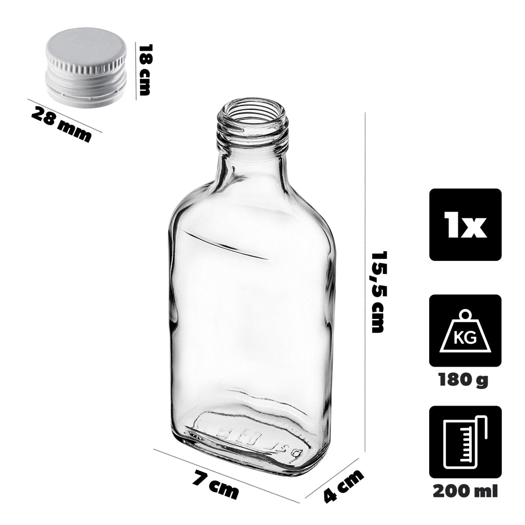 KADAX Butelka piersiówka 200ml BUT200 z zakrętką b