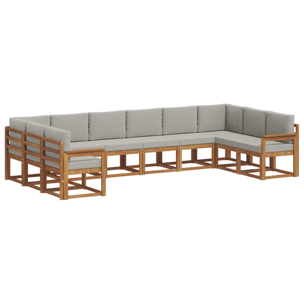 Set di divani da esterno 10 pcs Grigio Naturale e Chiaro