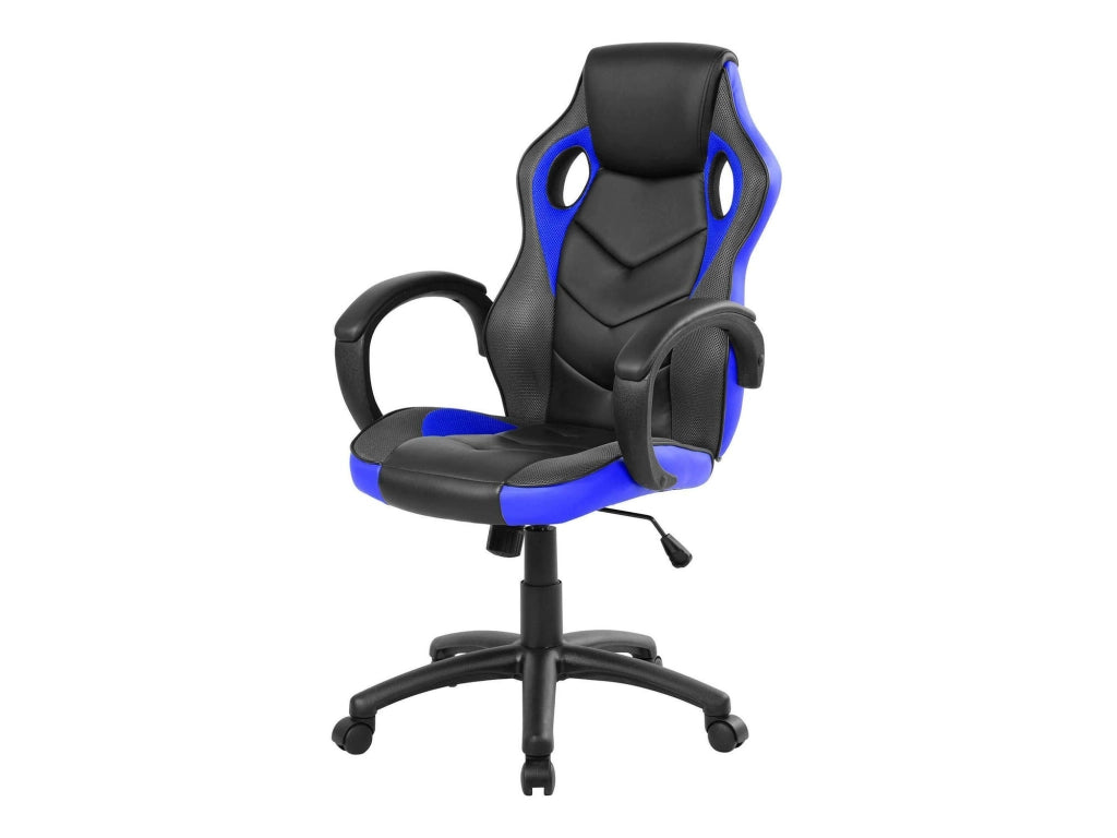 Sedia da gaming Urbana, Poltrona da gaming adulto, Sedia da scrivania, 66x61h104/114 cm, Nero e Blu