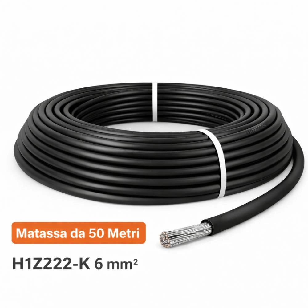 Cavo solare unipolare nero 6 mm² en 50618 per impianti fotovoltaici *** lunghezza metri 50, confezione 1