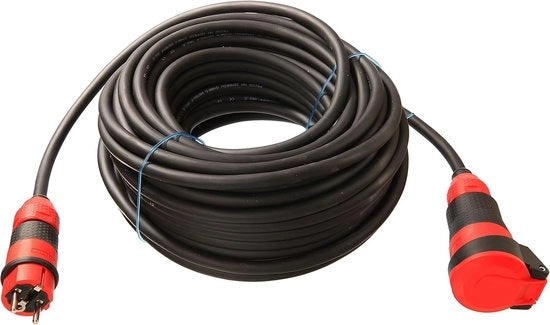 Cavo di allungamento in gomma - estremamente robusto - H07RN-F 3G15 - 10 m - per uso professionale - cantiere - esterno - nero