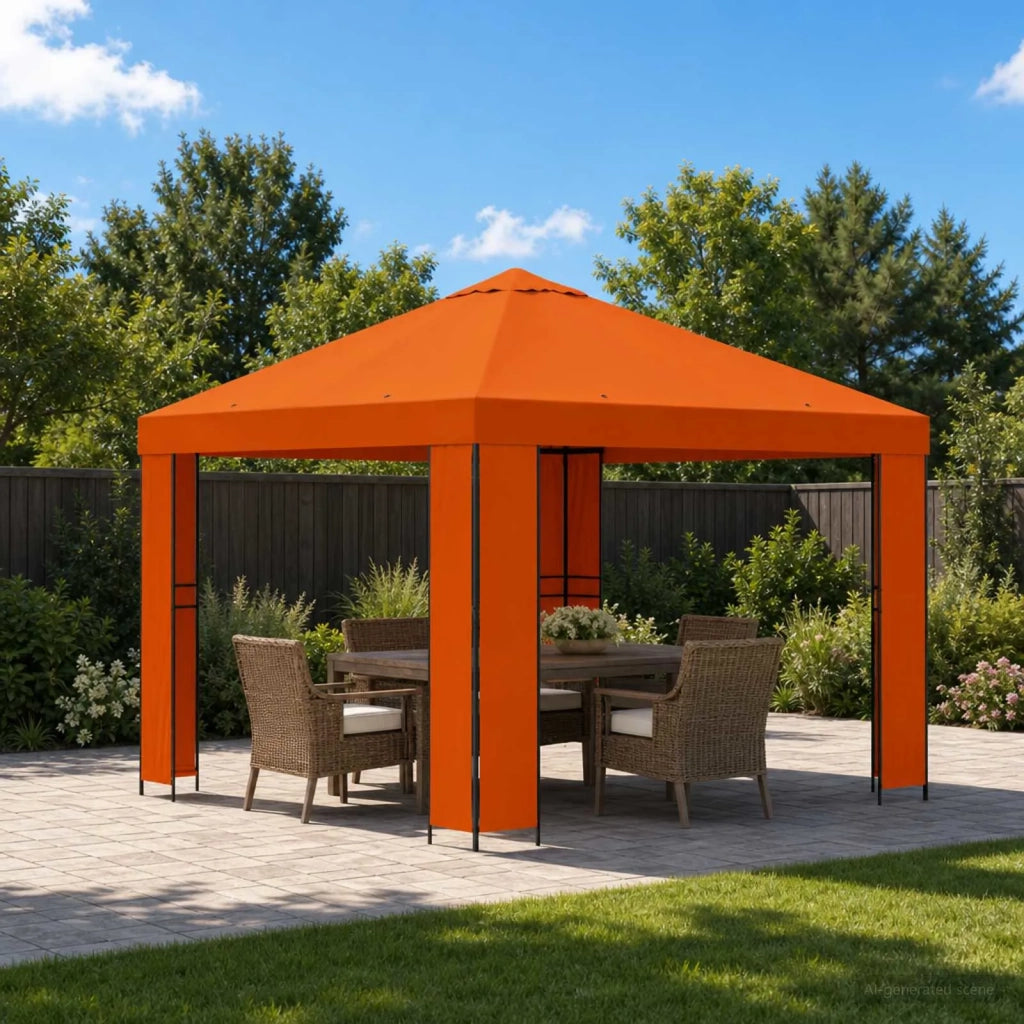 Gazebo | Pergolato 3 x 3 m Arancione Poliestere e Acciaio 190 gsm