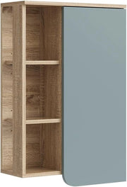 Mobile bagno Karen, Sonoma/blu, 50 x 75 cm con porta e vani aperti, per montaggio a parete con vani a giorno e vani chiusi