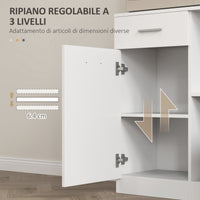 Mobile Dispensa da Cucina 80x35x180 cm 4 Armadietti 3 Ripiani e 1 Cassetto in Legno Bianco