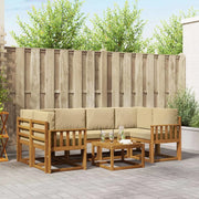 Set di divani da esterno con cuscino 7 pcs Naturale e Beige 3366076