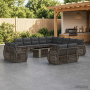 Set Divano da Giardino 14 pz Grigio e Grigio Scuro polyrattan 3437030