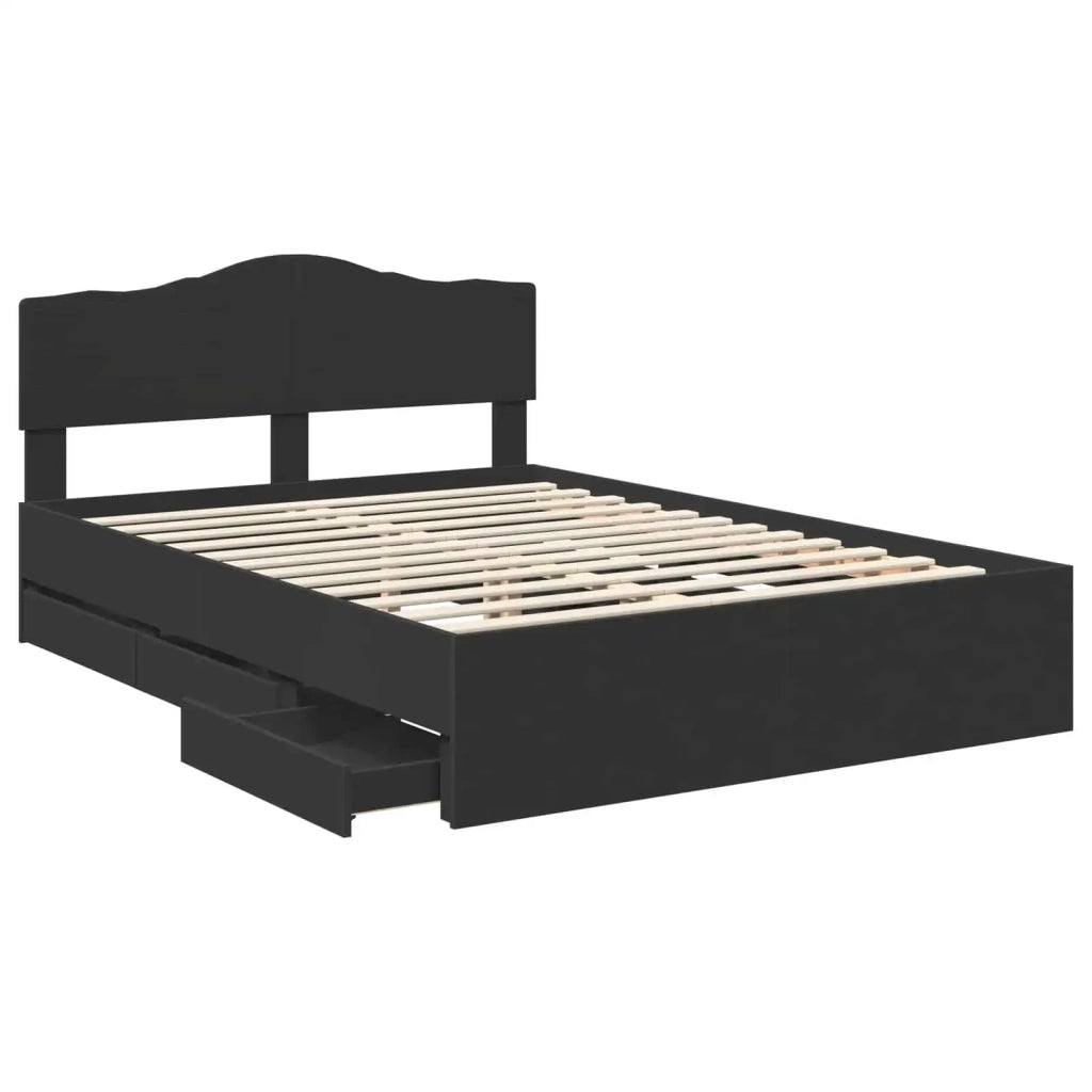 Struttura del letto-Giroletto Nero 150 x 200 cm Legno Ingegnerizzato 684314