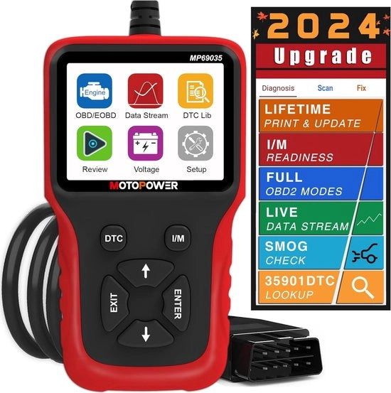 Scanner OBD2 - Universale lettura di codici di guasto per auto OBD II - Dispositivo diagnostico CAN per auto OBD II a partire dal 1996 - Colore rosso