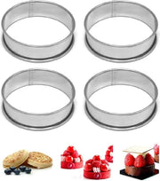 Set di Dessertring 8,5 cm 4 pezzi per Pancake, Cake, Muffin e Crumpet, Girello per Tart e Mousse, Cirkel per Gebak, Girello per Huisbakken con dimensioni 8,5 cm
