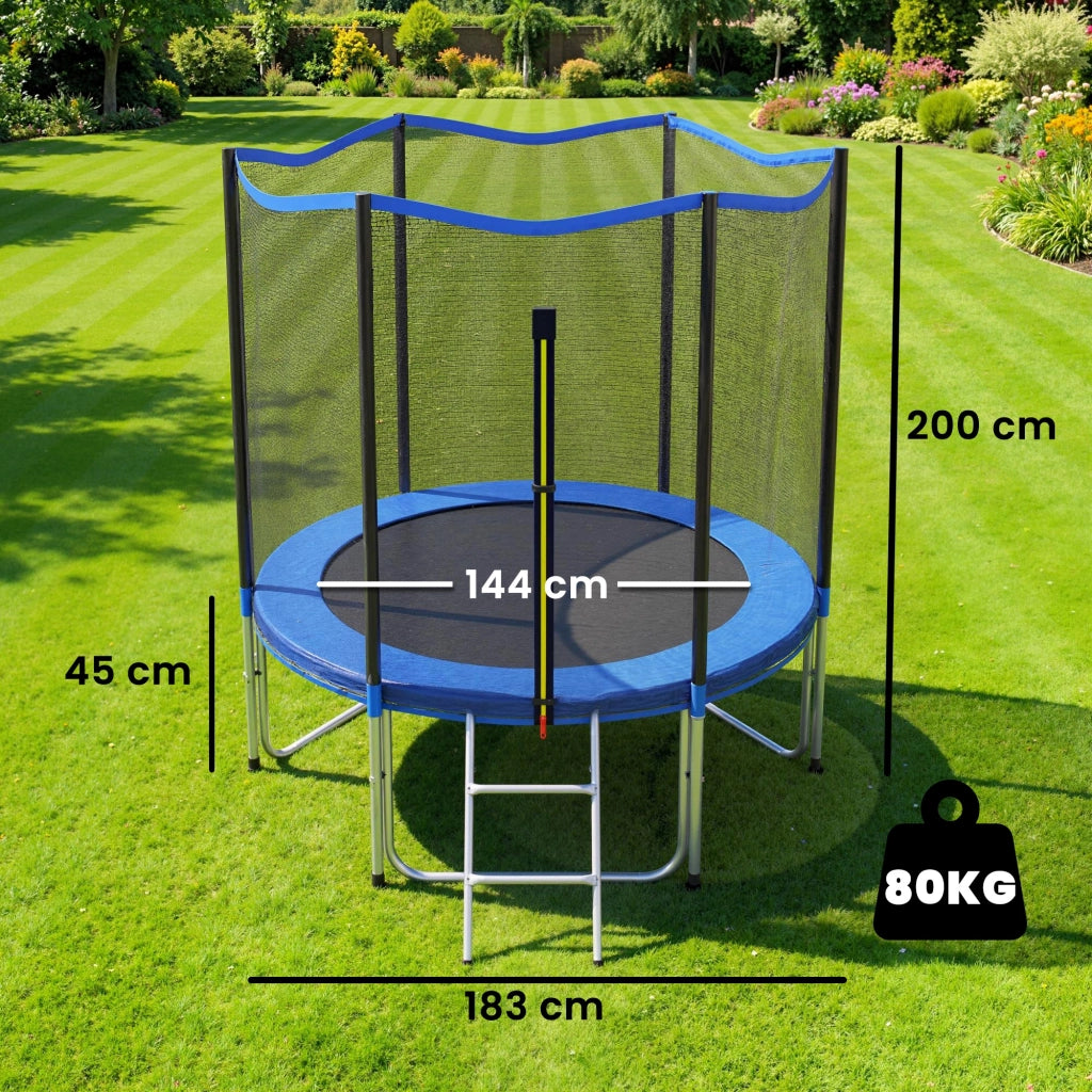 Trampolino da Giardino, 183 cm con Rete di Protezione e Scala