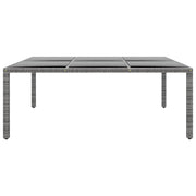 Tavolo Giardino | Tavolino da esterno 200x150x75 cm Vetro Temperato Polyrattan Grigio