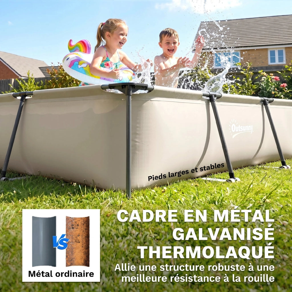 Piscine Tubolare Rectangolare ¨C zephmum ¨C Grigio 316x238x66,5cm PVC