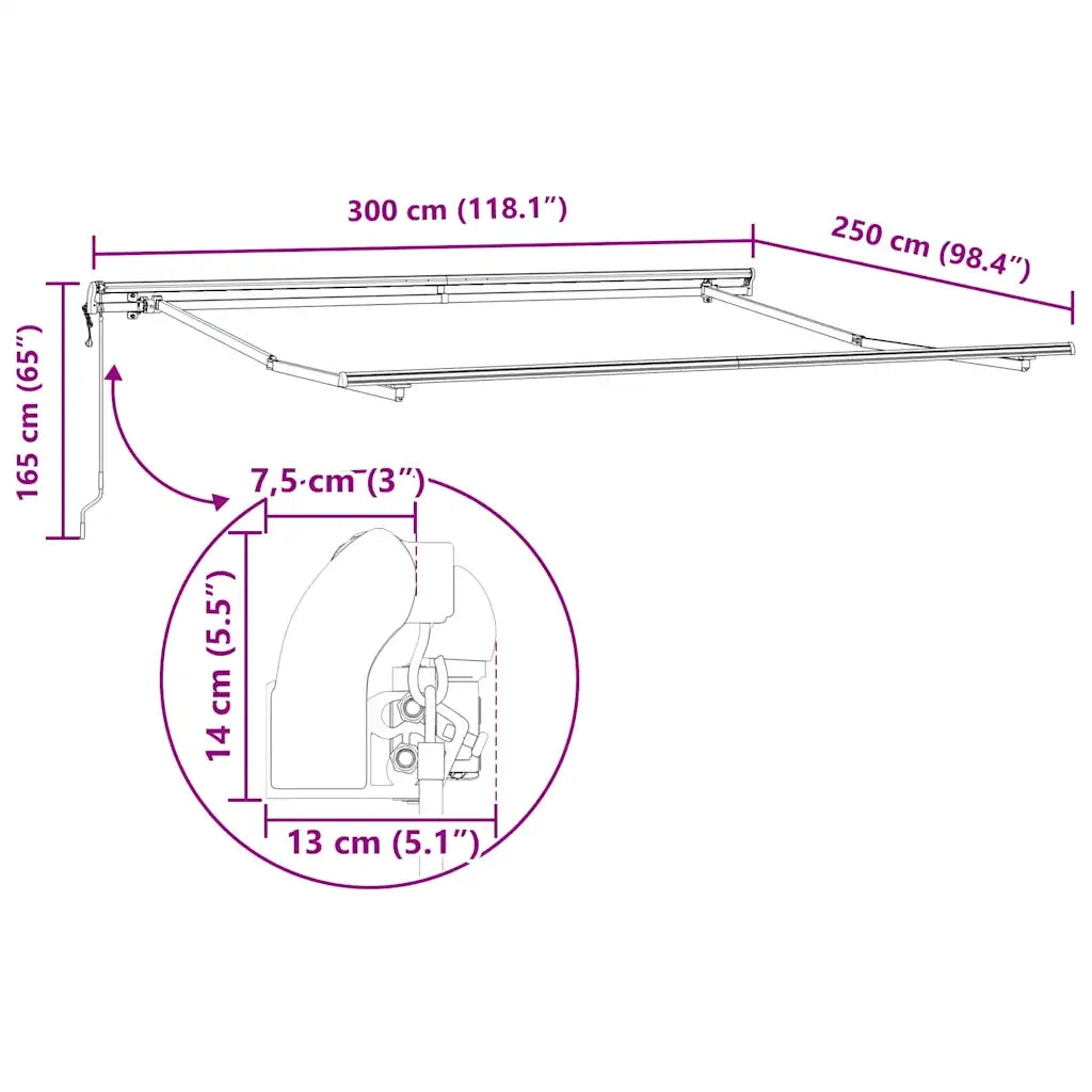 Struttura della tenda Bianco 300 x 250 cm Alluminio 313209