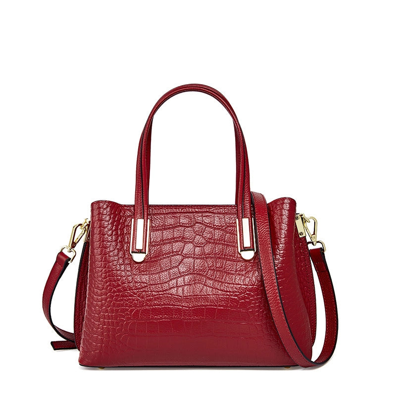 Borsa a tracolla da donna in vera pelle, colore rosso