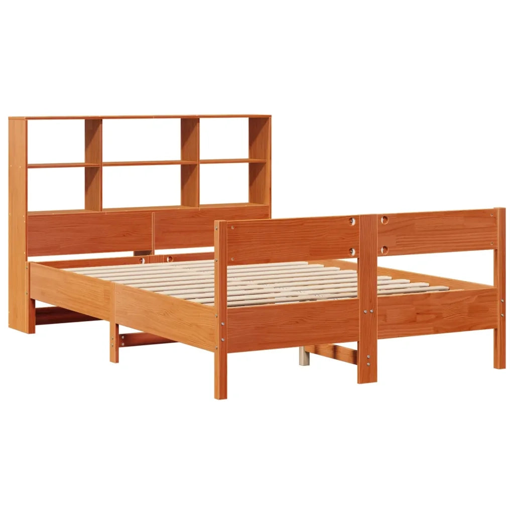 Letto Libreria senza Materasso Marrone Cera 120x190 cm in Pino 3323007