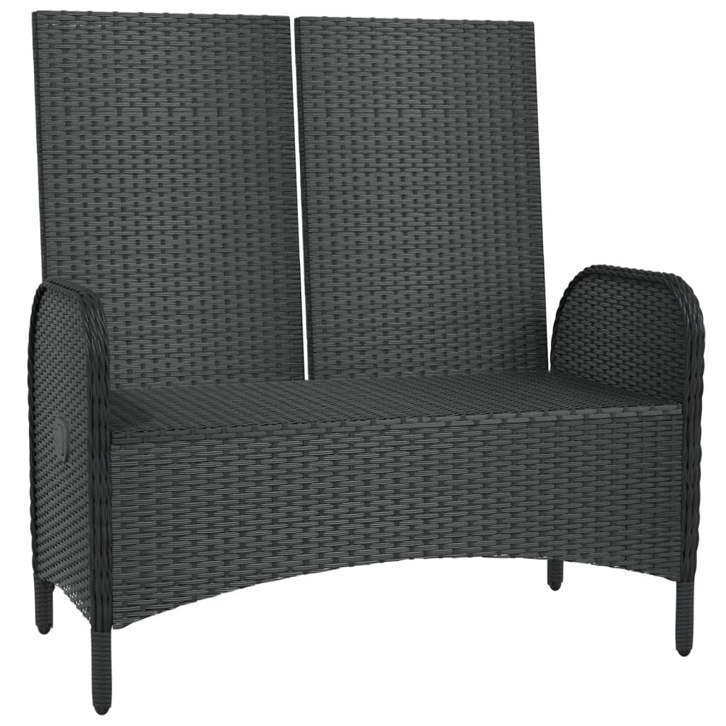 Panca da giardino mobili da esterno per patio panca reclinabile da terrazza con cuscini 107 x 62,5 x 109 cm polyrattan nero 02_0011736
