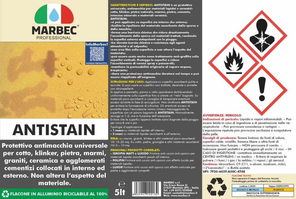 Trattamento pavimenti e rivestimenti ANTISTAIN   5LT