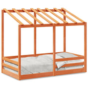 Letto Bambini | Letto Infantile | Lettino con Tetto Marrone Cera 80x160 cm Massello Pino