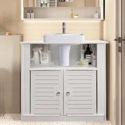 Cassetto WC - stante libero - con 2 porte - bianco - legno