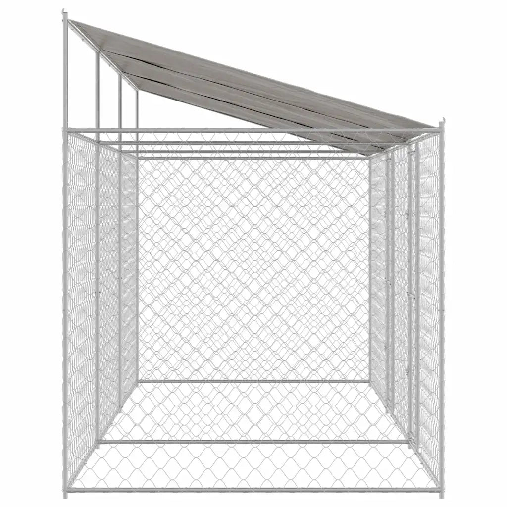 Gabbia per Cani con Tetto Argento 600 x 200 x 256 cm 3368304
