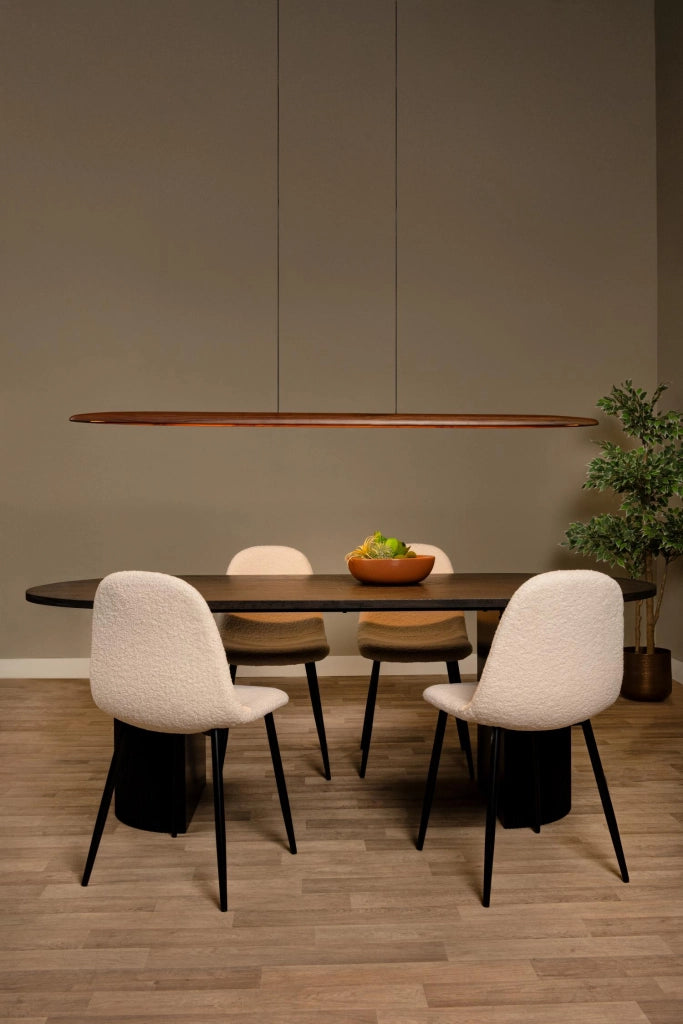 Lampada sospesa japandi LED LANGHOLT nero legno Lucide
