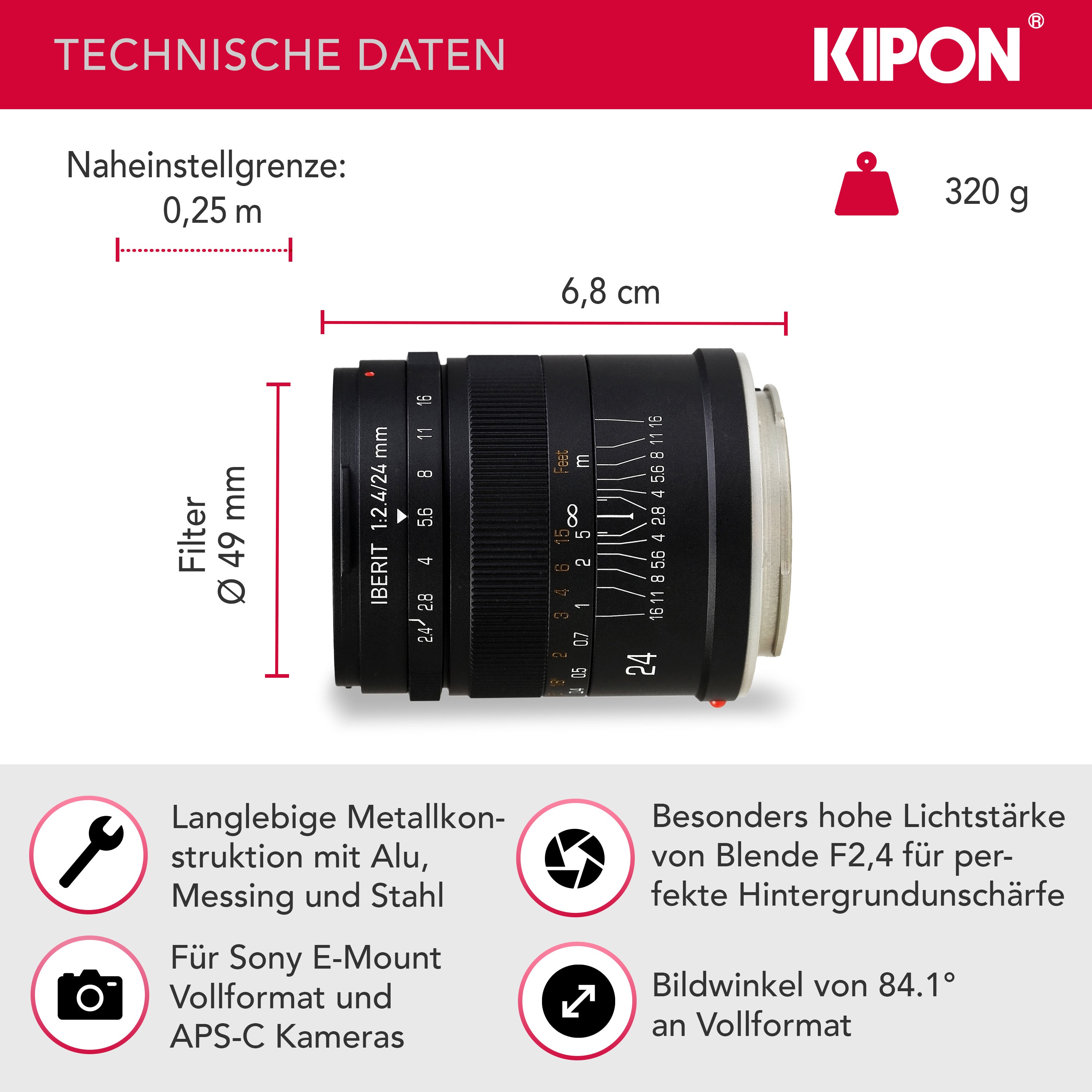 Kipon Iberit 24/2,4 Full Frame Sony E