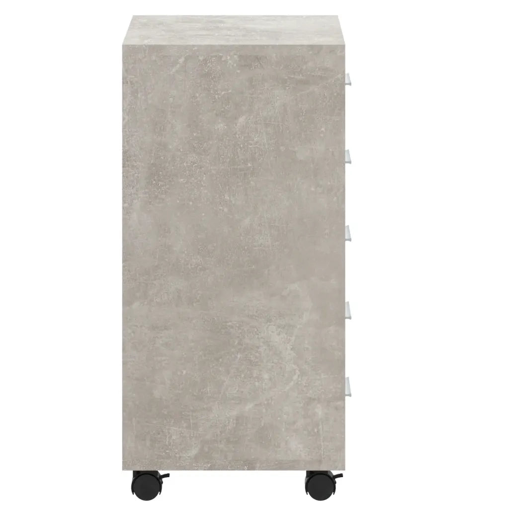 Mobiletto a cassetti moderno con rotelle 33 x 38 x 63 cm pratico e versatile in legno composito grigio cemento 02_0047077