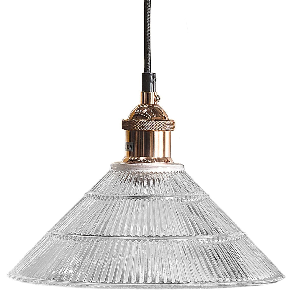 Lampada a Sospensione lampadario Industriale Vintage Rame Vetro Trasparente