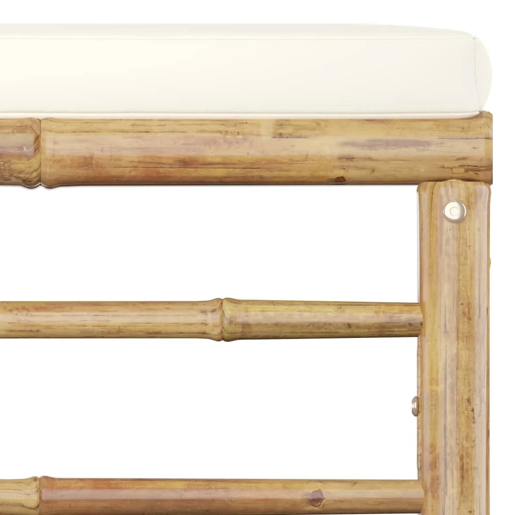 Set di mobili da giardino mobili da esterno 6 pezzi con cuscini bambù bianco crema 02_0016635