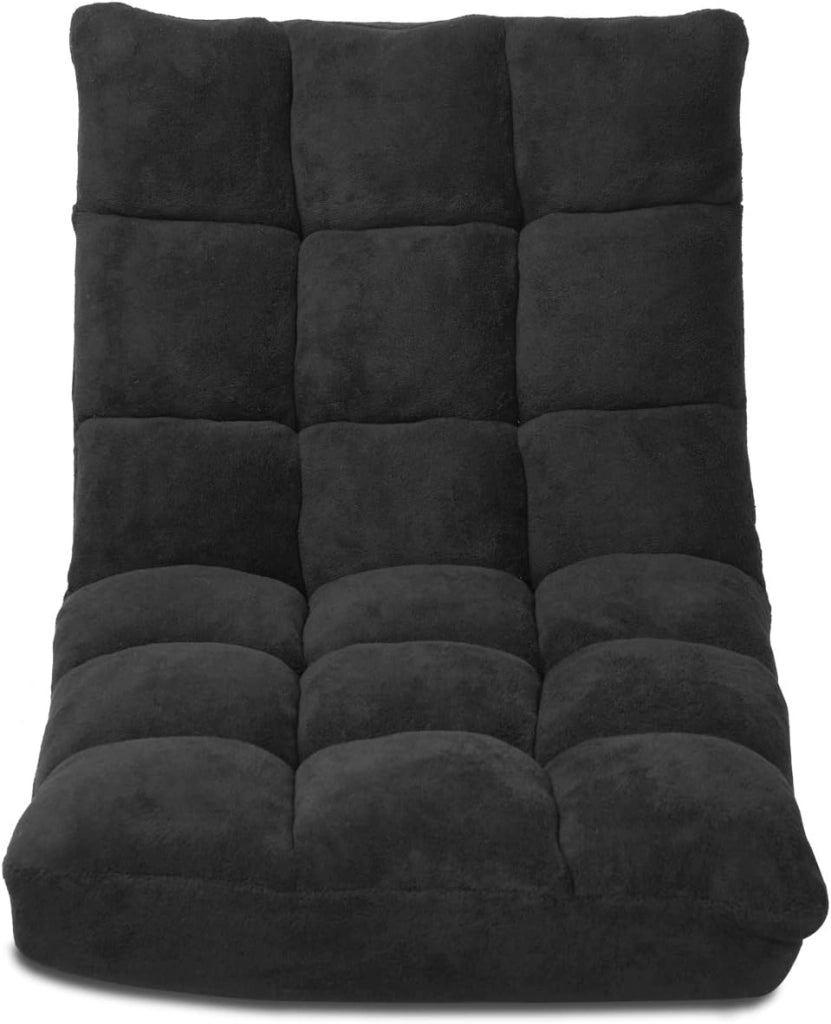 - Sedia Pieghevole da Pavimento con Schienale Regolabile in 14 Posizioni, Sedia Imbottita Portatile da Salotto,105 x 56 x 15 cm (marrone)